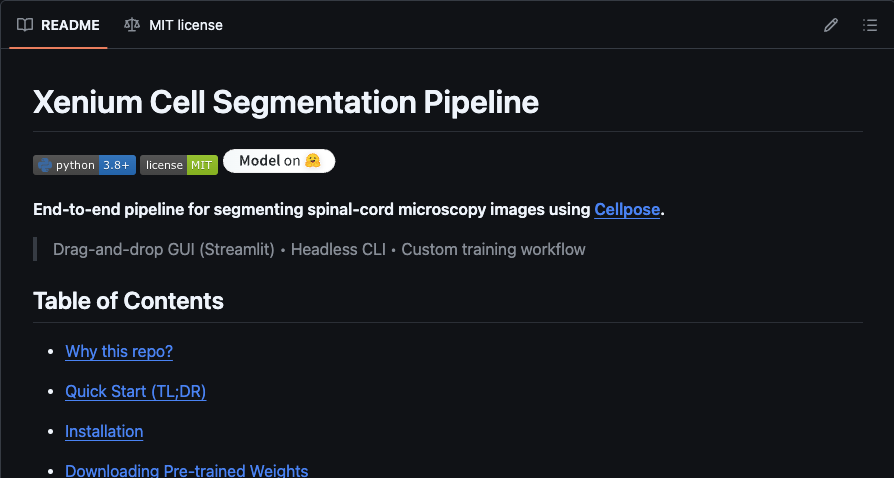 Screenshot of Xenium Cell Segmentation Pipeline